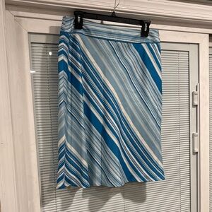 Anne Klein Blue and White Striped A-Line Skirt 100% silk